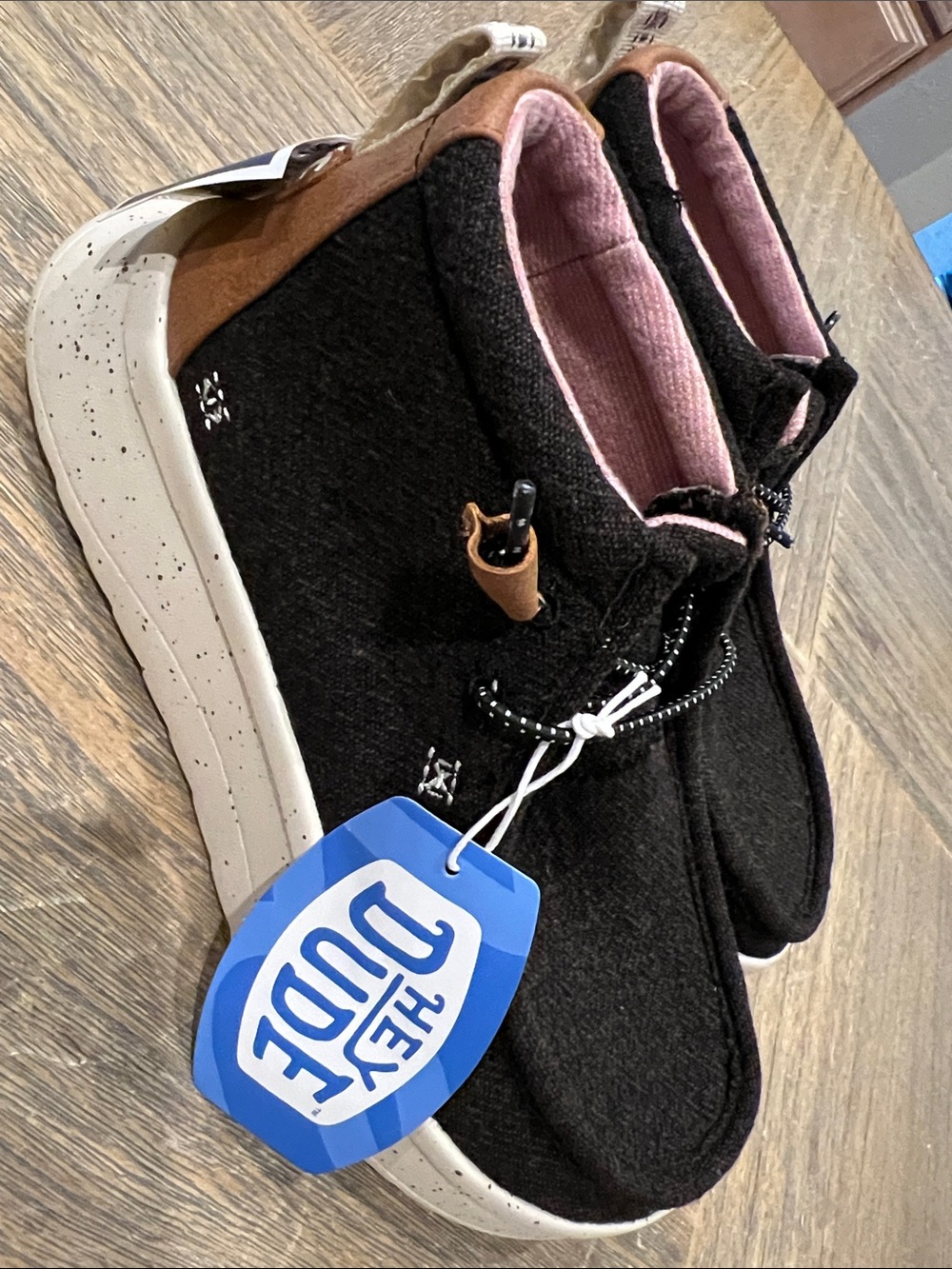 NWT Hey Dude Brown Slip-On Chukka with Pink Lining and Tan Heel Accent
